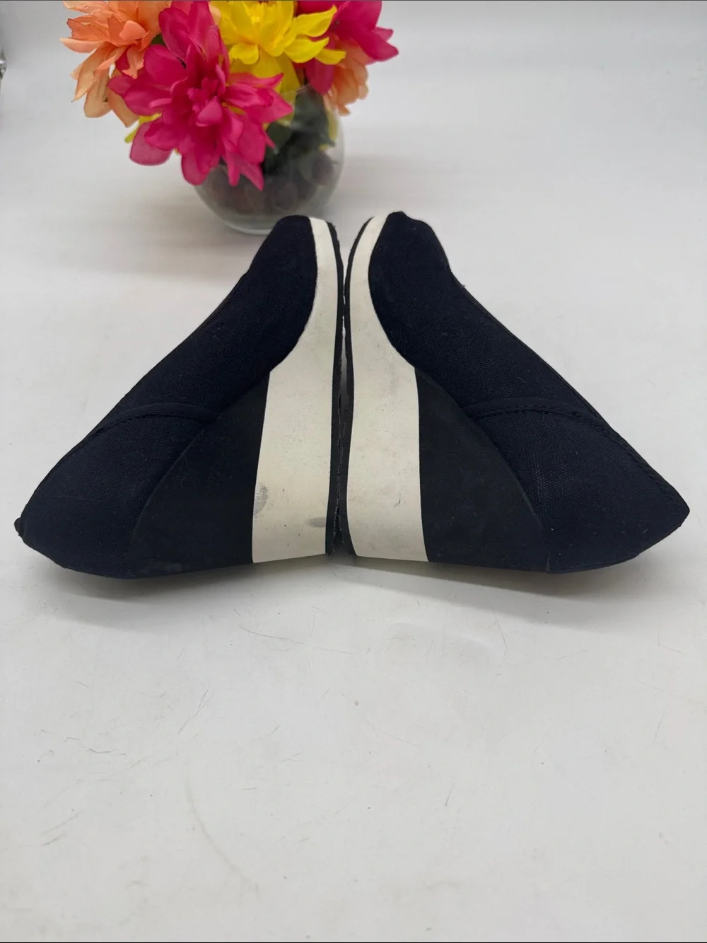 Teva Black Canvas Peep-Toe Wedge Heels Much Size 5 KET10160A